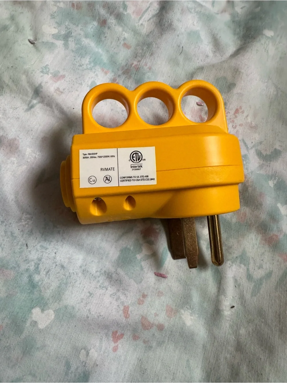 Yellow 3-Prong Heavy-Duty Electrical Adapter - Portable Power Connector